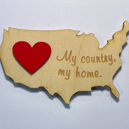 USA My Country Heart 3D Magnet