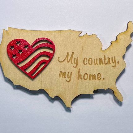 USA My Country Patriotic Heart 3D Magnet