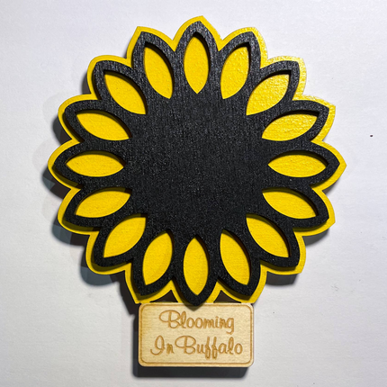 Blooming In Buffalo Sunflower 3D Wood Magnet