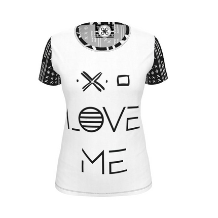 Duality Gear, Love Me, Black & White Mudcloth, Ladies Jersey T-Shirt