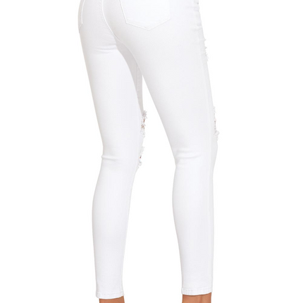 Women's Essentials Ripped Mid Rise Destroyed Skinny Jeans