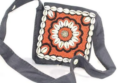 Marigold Vintage Cowrie Shell & Bead Work Cross Body Purse
