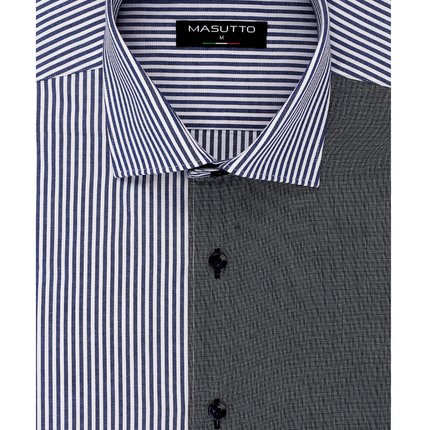 MASUTTO NAVY BLUE EMILIO SHORT SLEEVE BUTTON DOWN SHIRT