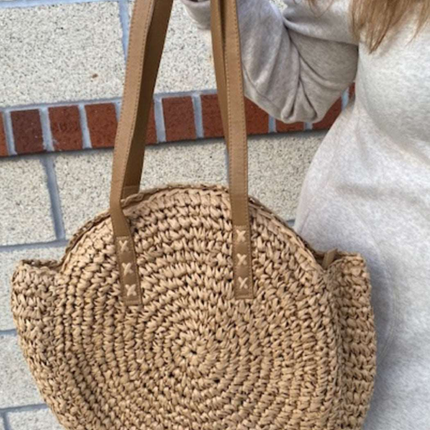 Round Straw Shoulder Bag
