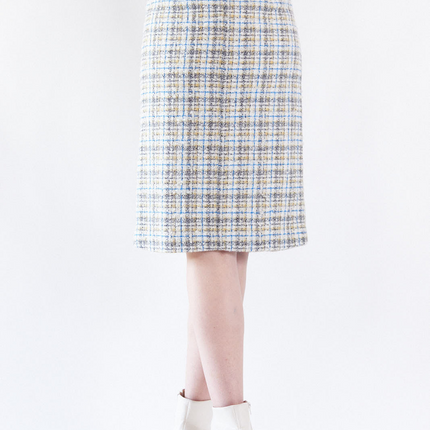 Luxe Plaid Tweed Pencil Skirt