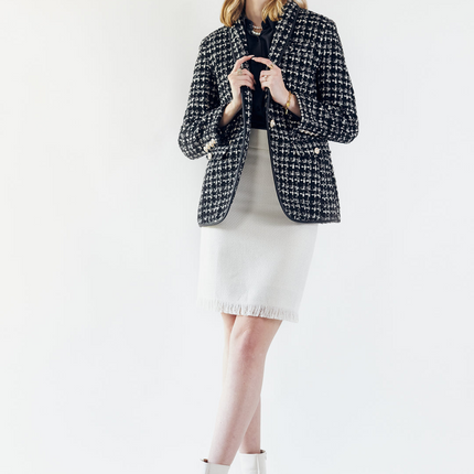 Luxe White Mini Tweed Skirt