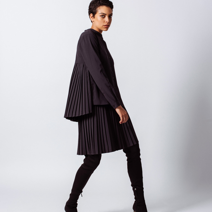 Luxe Black Pleated Skirt