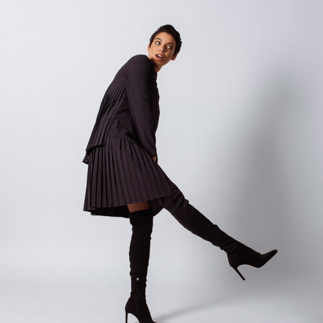 Luxe Black Pleated Skirt