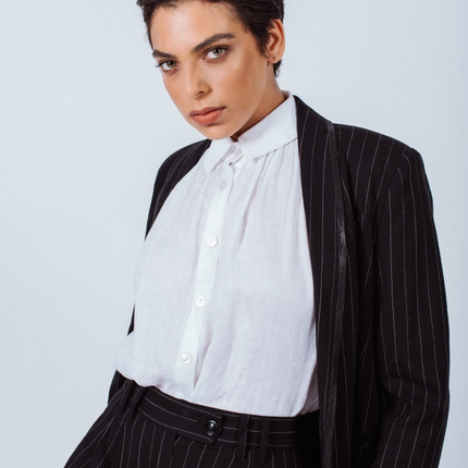 Black Pinstripes Suit Pants