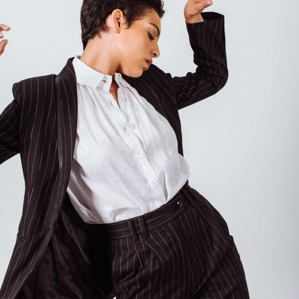 Black Pinstripes Suit Pants