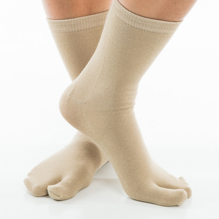 1 Pair - V-Toe Flip Flop Tabi Socks - Khaki Solid Casual
