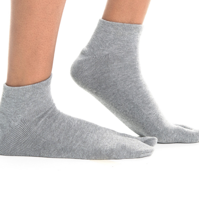 Thicker V-Toe Athletic or Casual Grey Flip-Flop Tabi Socks Cotton Blend Comfortable Stylish - Ankle Socks