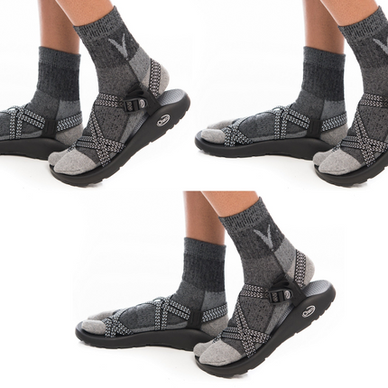 3 Pairs Charcoal Grey Wool Split Toe Tabi Socks For Hiking Or Casual