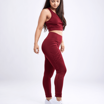 High-Waisted Criss-Cross Training Leggings with Hip Pockets
