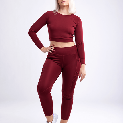 High-Waisted Criss-Cross Training Leggings with Hip Pockets