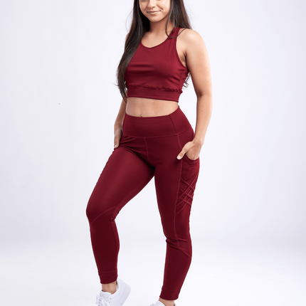 High-Waisted Criss-Cross Training Leggings with Hip Pockets