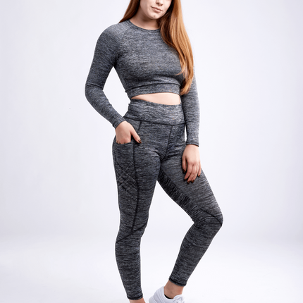 High-Waisted Criss-Cross Training Leggings with Hip Pockets