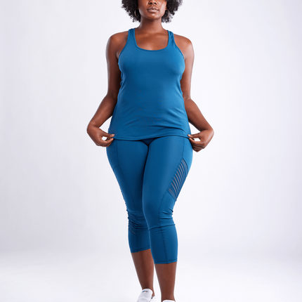 High-Waisted Pilates Leggings with Side Pockets & Mesh Panels
