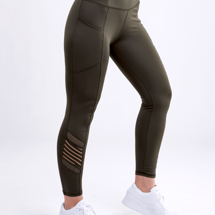 High-Waisted Pilates Leggings with Side Pockets & Mesh Panels