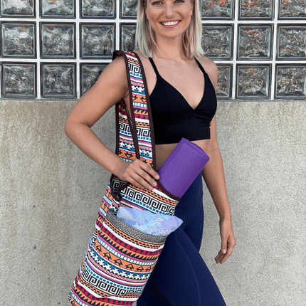 Yoga Mat Carrying Tote Bag with Large Pockets