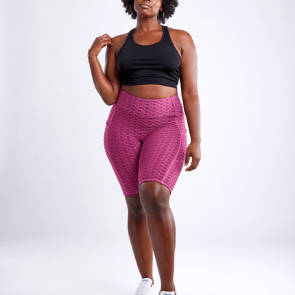 High-Waisted Scrunch Yoga Shorts with Hip Pockets