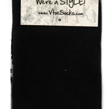 V-Toe Athletic Flip-Flop Tabi Big Toe Crew Socks - Black Solid
