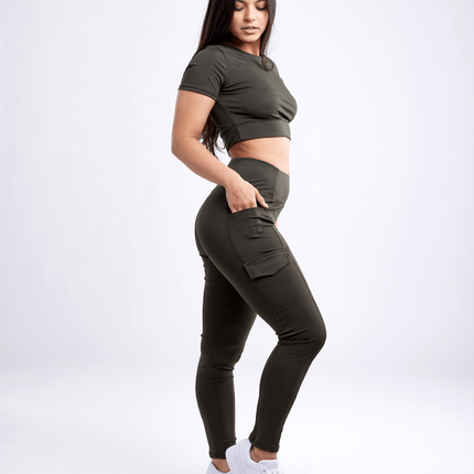 High-Waisted Leggings with Side Cargo Pockets