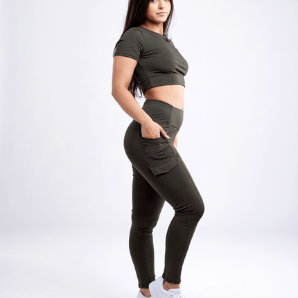 High-Waisted Leggings with Side Cargo Pockets