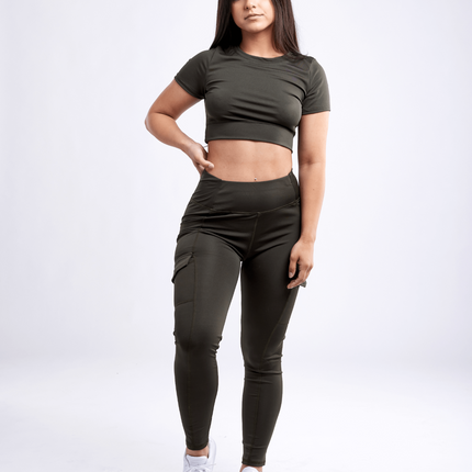 High-Waisted Leggings with Side Cargo Pockets