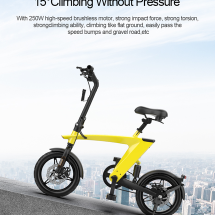 The Max foldable E-Bike Solarbeam Yellow  Range 35km - Top Speed 25km/h
