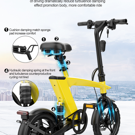 The Max foldable E-Bike Solarbeam Yellow  Range 35km - Top Speed 25km/h