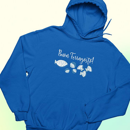 Buon Ferragosto Seafood Doodles Hoodie -Image by Shutterstock