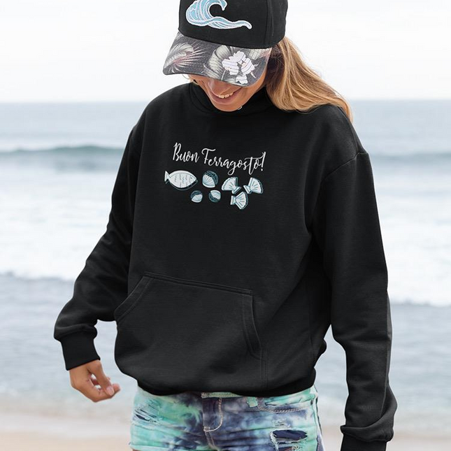 Buon Ferragosto Seafood Doodles Hoodie -Image by Shutterstock