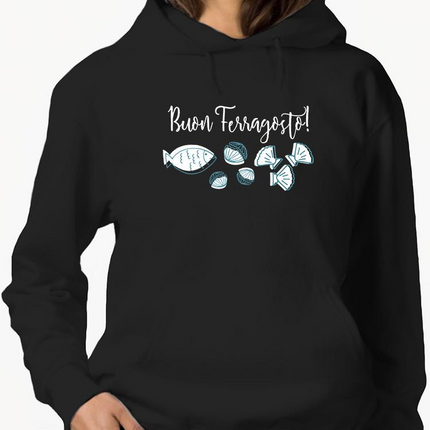 Buon Ferragosto Seafood Doodles Hoodie -Image by Shutterstock