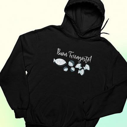 Buon Ferragosto Seafood Doodles Hoodie -Image by Shutterstock
