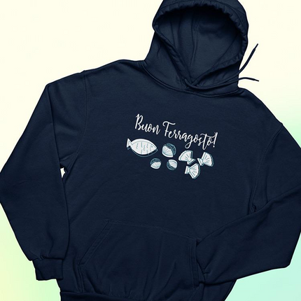 Buon Ferragosto Seafood Doodles Hoodie -Image by Shutterstock