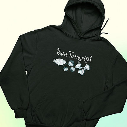 Buon Ferragosto Seafood Doodles Hoodie -Image by Shutterstock