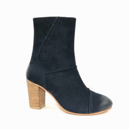 Tess Black Stacked Heel Boot