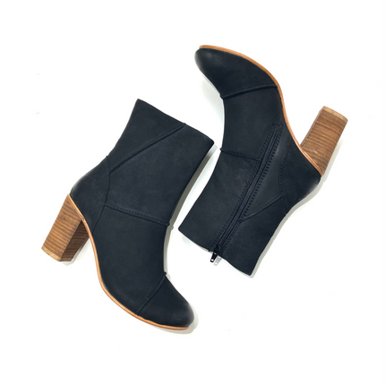 Tess Black Stacked Heel Boot