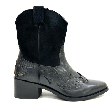 Venti Black Mid Calf Western Boot