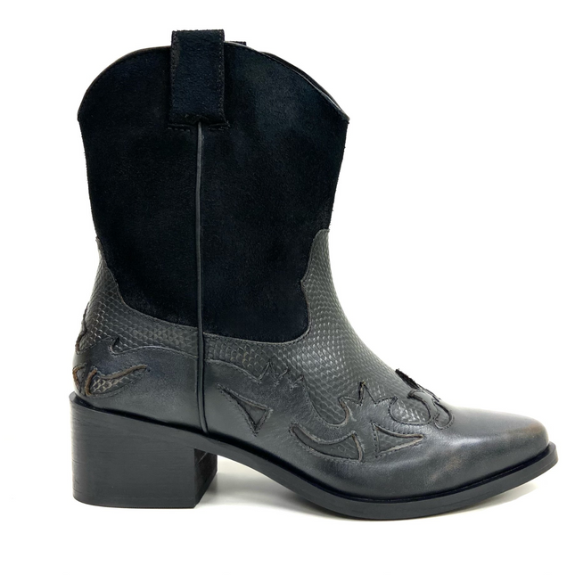 Venti Black Mid Calf Western Boot