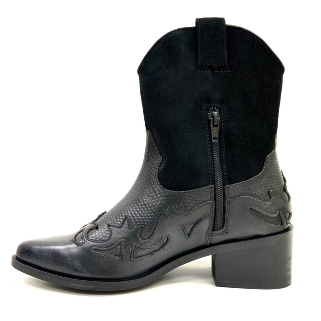 Venti Black Mid Calf Western Boot