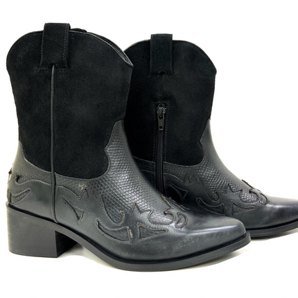Venti Black Mid Calf Western Boot