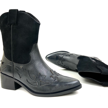 Venti Black Mid Calf Western Boot