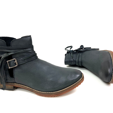 Fringe Black Vintage Booties