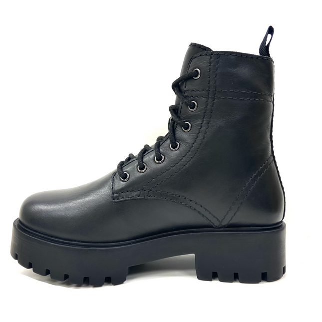 Alice Black Heeled Combat Boot
