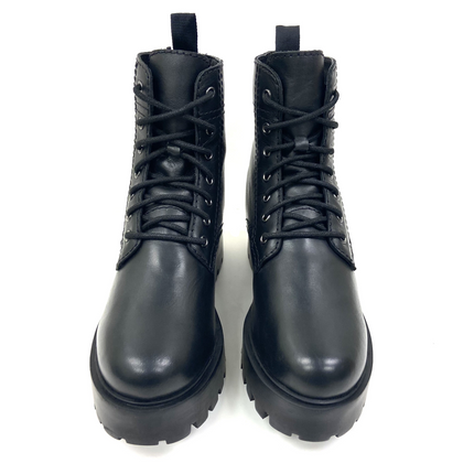 Alice Black Heeled Combat Boot