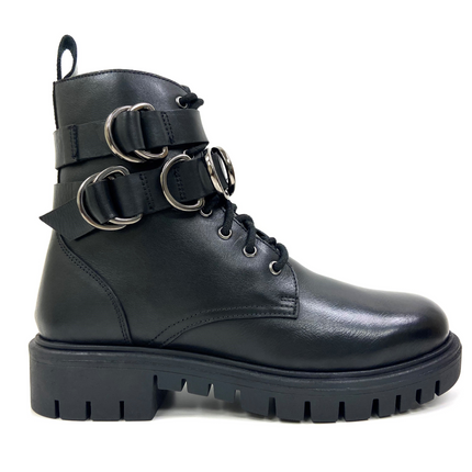 Ivy Black Ringed Combat Boot