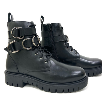 Ivy Black Ringed Combat Boot