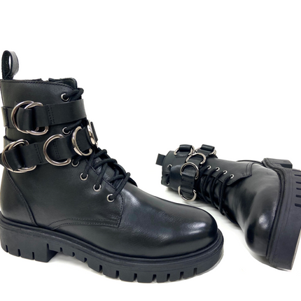 Ivy Black Ringed Combat Boot